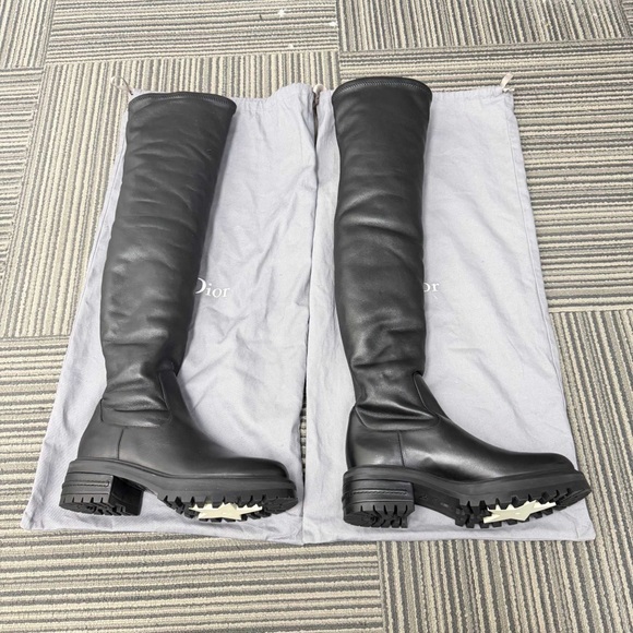 Authentic Dior Black Leather Knee-High Boots - Picture 2 of 4